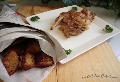 Conill amb all, ceba i caldo vegetal, Irreductibles, cuina Catalana, Dieta mediterrània